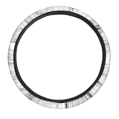 White Marble Print Car Steering Wheel Cover