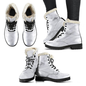 White Marble Print Comfy Boots GearFrost