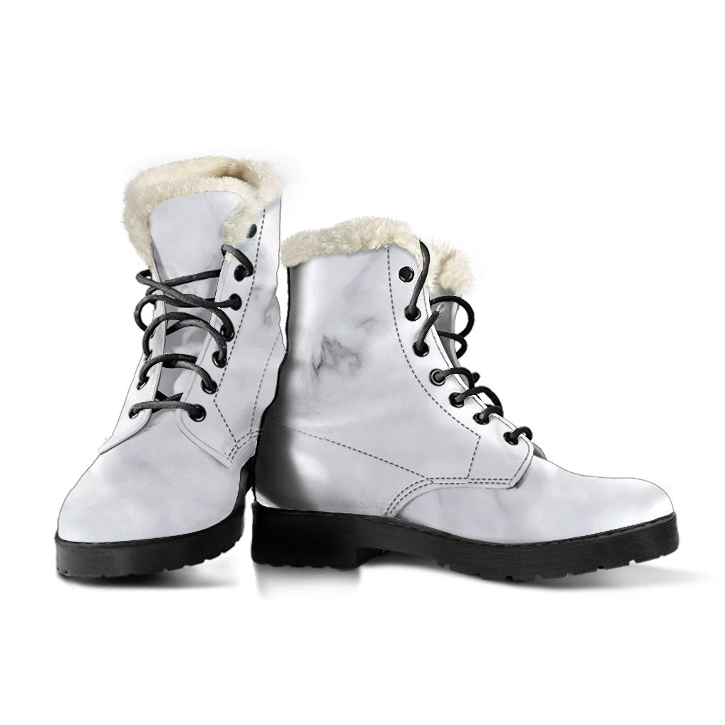 White Marble Print Comfy Boots GearFrost