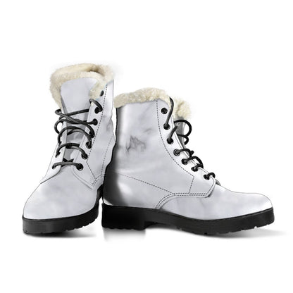 White Marble Print Comfy Boots GearFrost