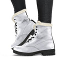 White Marble Print Faux Fur Leather Boots