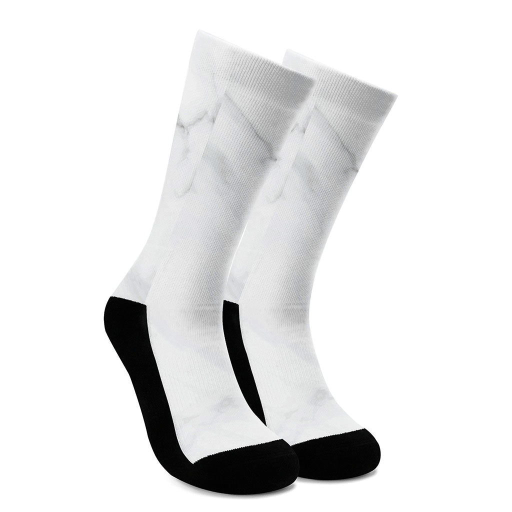 White Marble Print Crew Socks