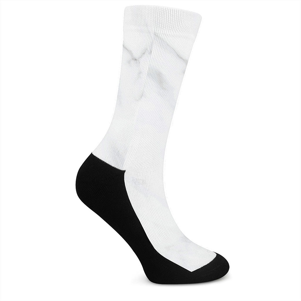 White Marble Print Crew Socks