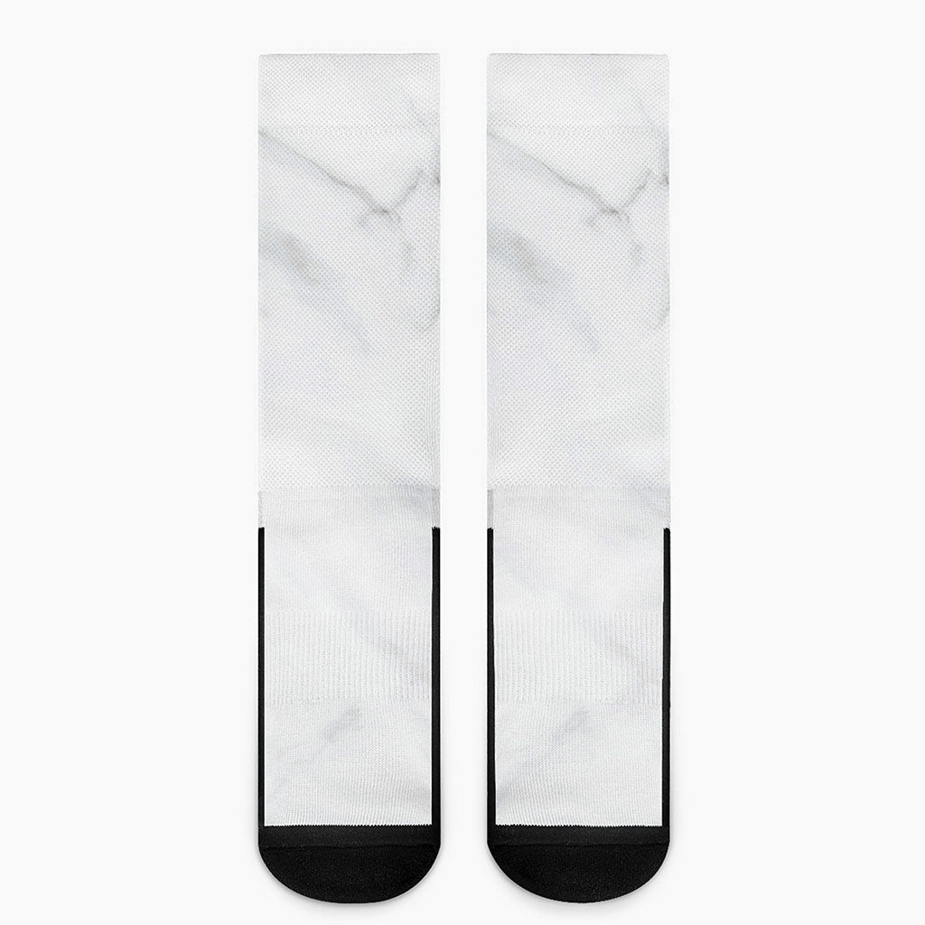 White Marble Print Crew Socks