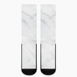 White Marble Print Crew Socks