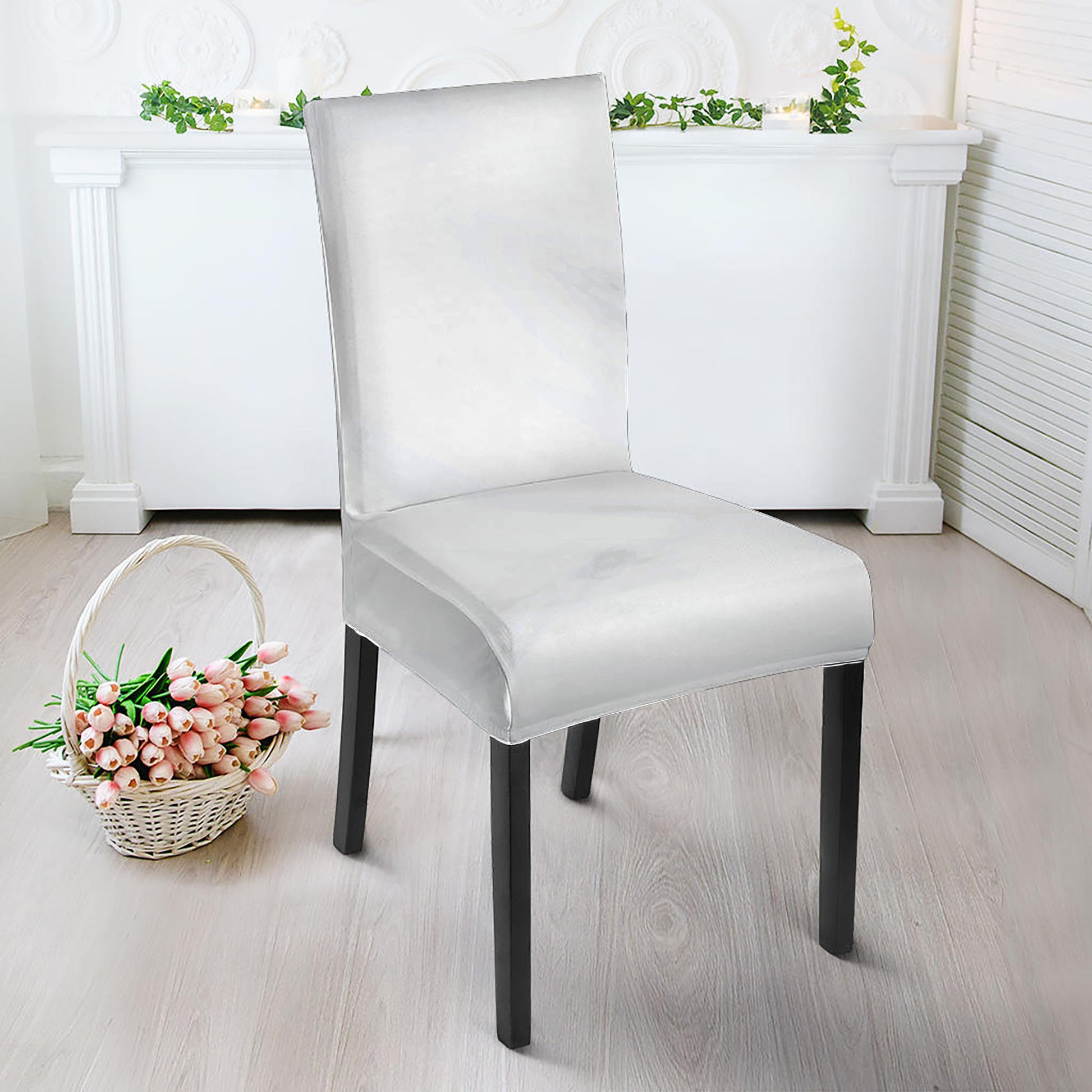 White Marble Print Dining Chair Slipcover