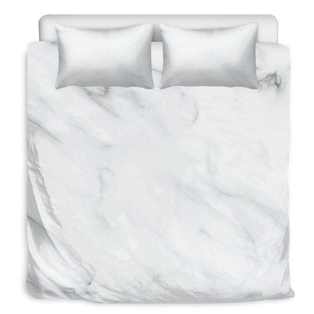 White Marble Print Duvet Cover Bedding Set