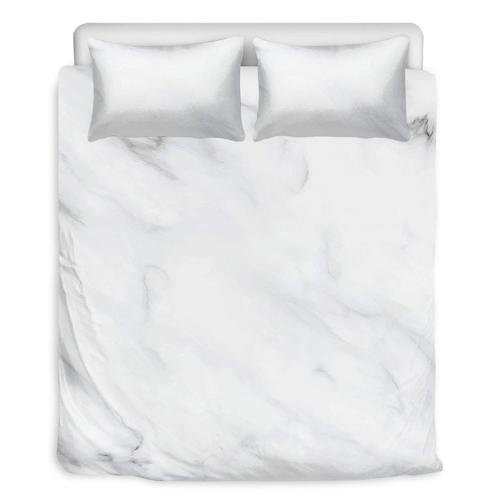 White Marble Print Duvet Cover Bedding Set