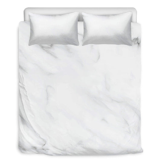 White Marble Print Duvet Cover Bedding Set