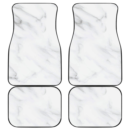 White Marble Print Front and Back Car Floor Mats