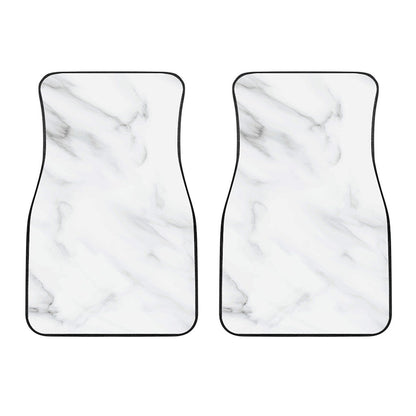 White Marble Print Front Car Floor Mats