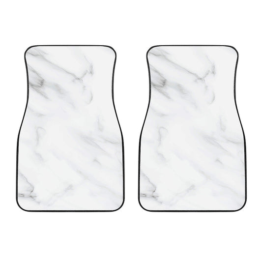 White Marble Print Front Car Floor Mats