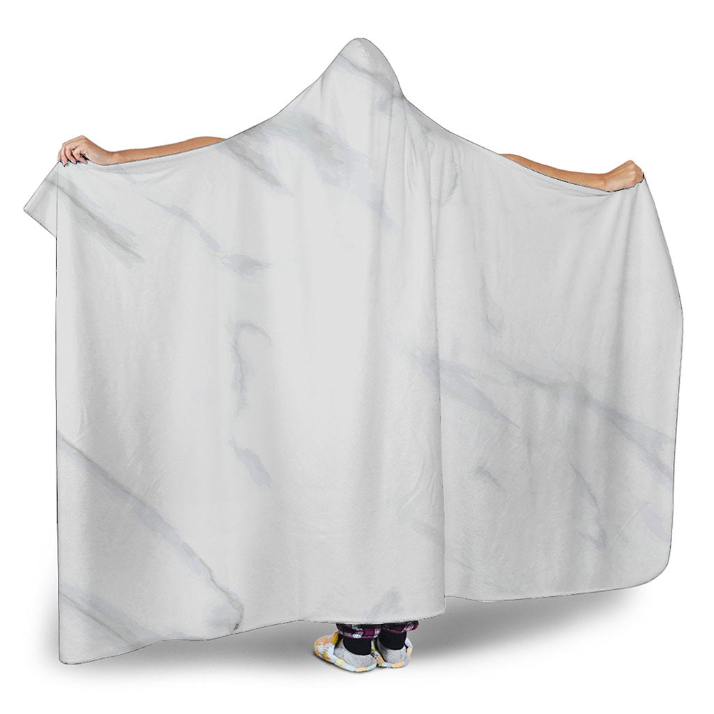White Marble Print Hooded Blanket