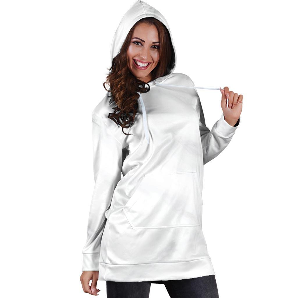White Marble Print Hoodie Dress GearFrost