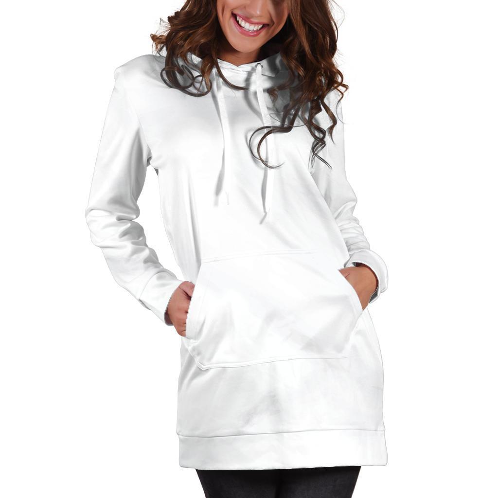 White Marble Print Hoodie Dress GearFrost