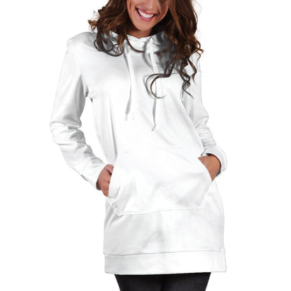 White Marble Print Hoodie Dress GearFrost