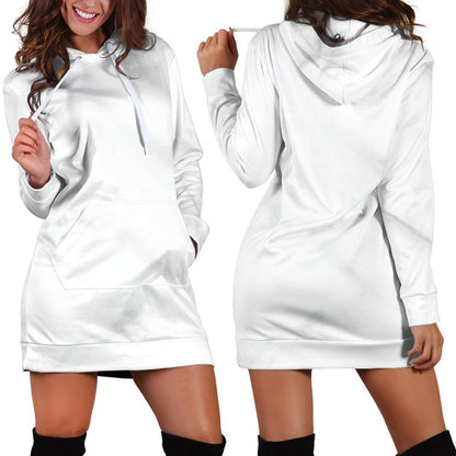White Marble Print Hoodie Dress GearFrost