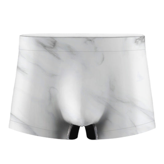 White Marble Print Men's Boxer Briefs