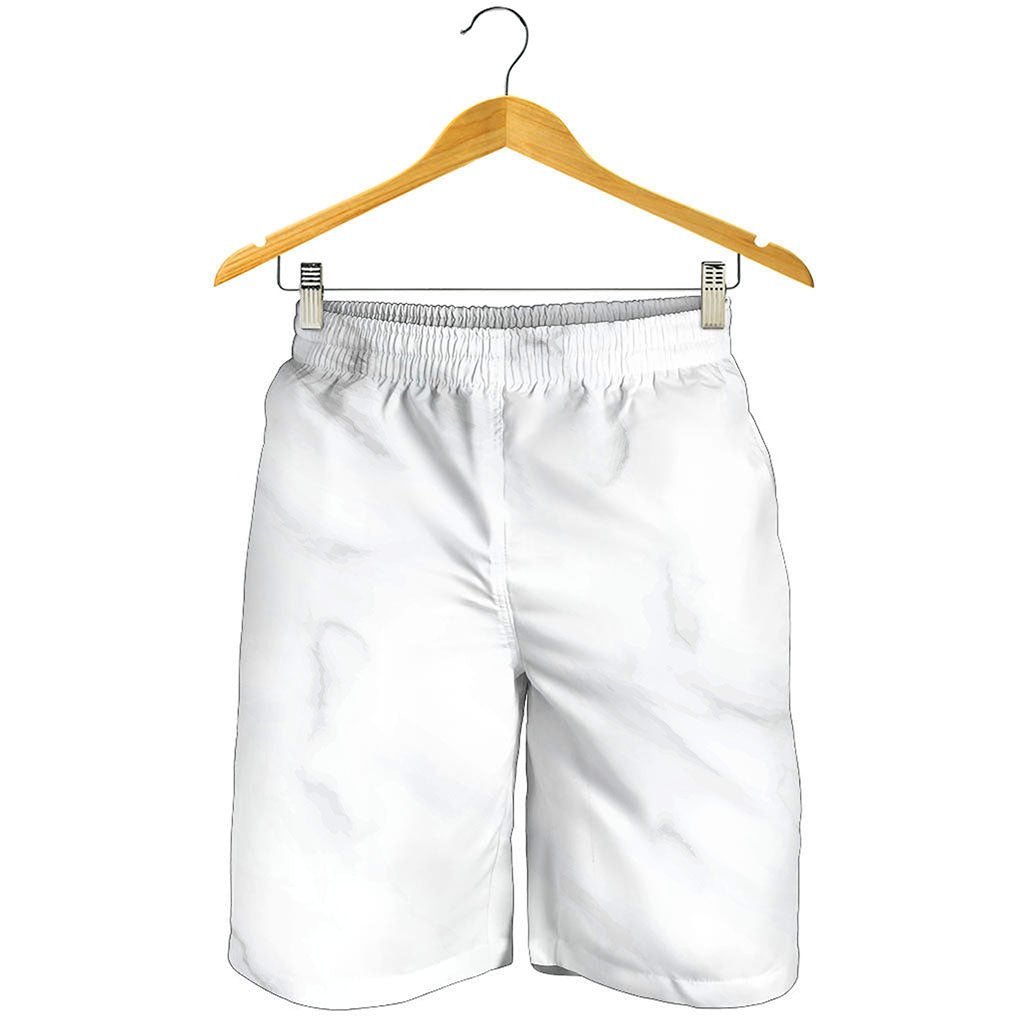 White Marble Print Men's Shorts