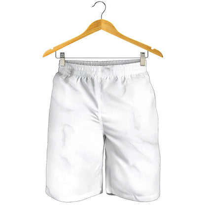 White Marble Print Men's Shorts