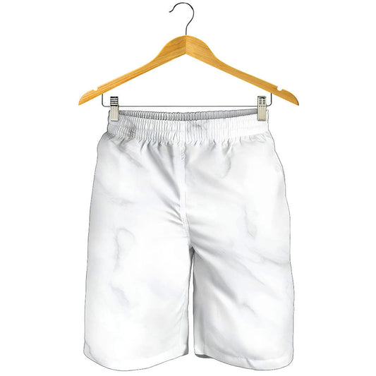 White Marble Print Men's Shorts