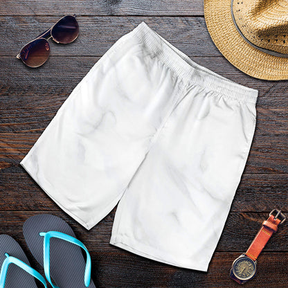 White Marble Print Men's Shorts