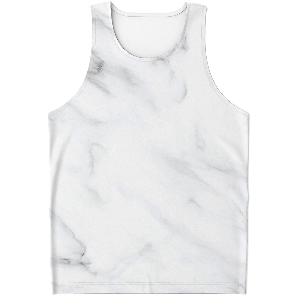White Marble Print Men's Tank Top