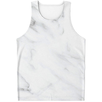 White Marble Print Men's Tank Top