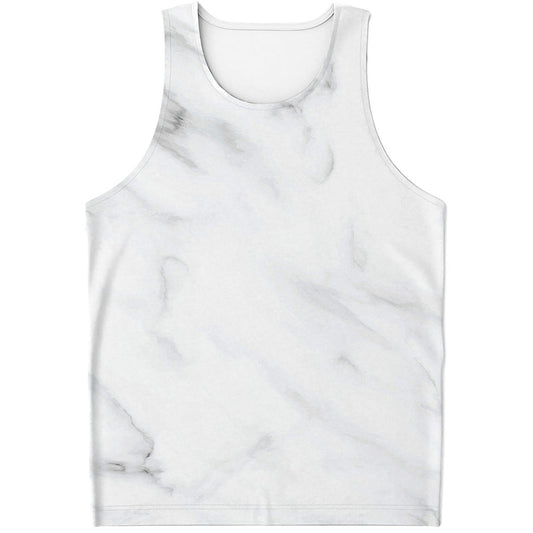 White Marble Print Men's Tank Top