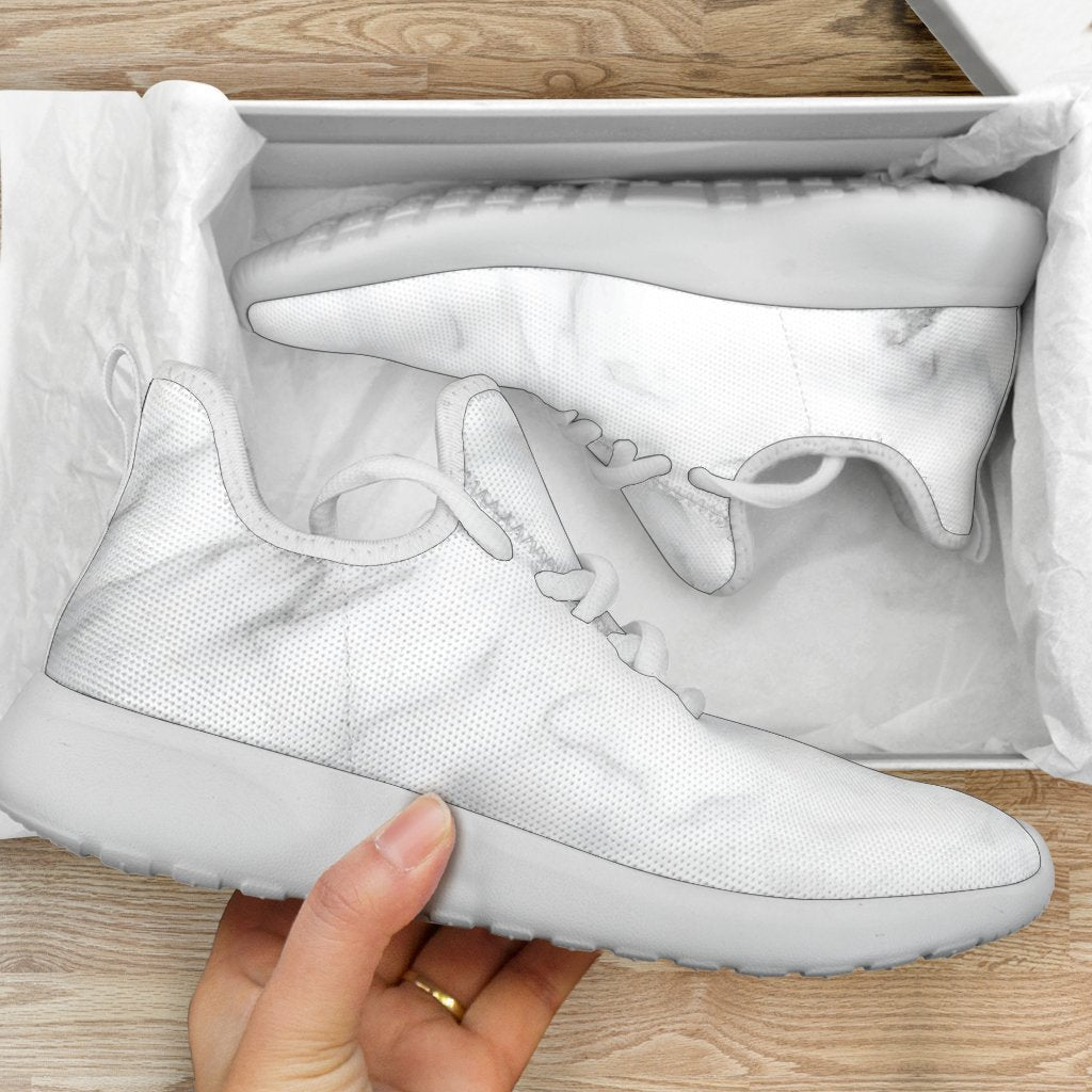White Marble Print Mesh Knit Shoes GearFrost