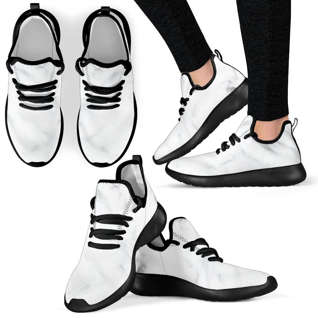 White Marble Print Mesh Knit Shoes GearFrost