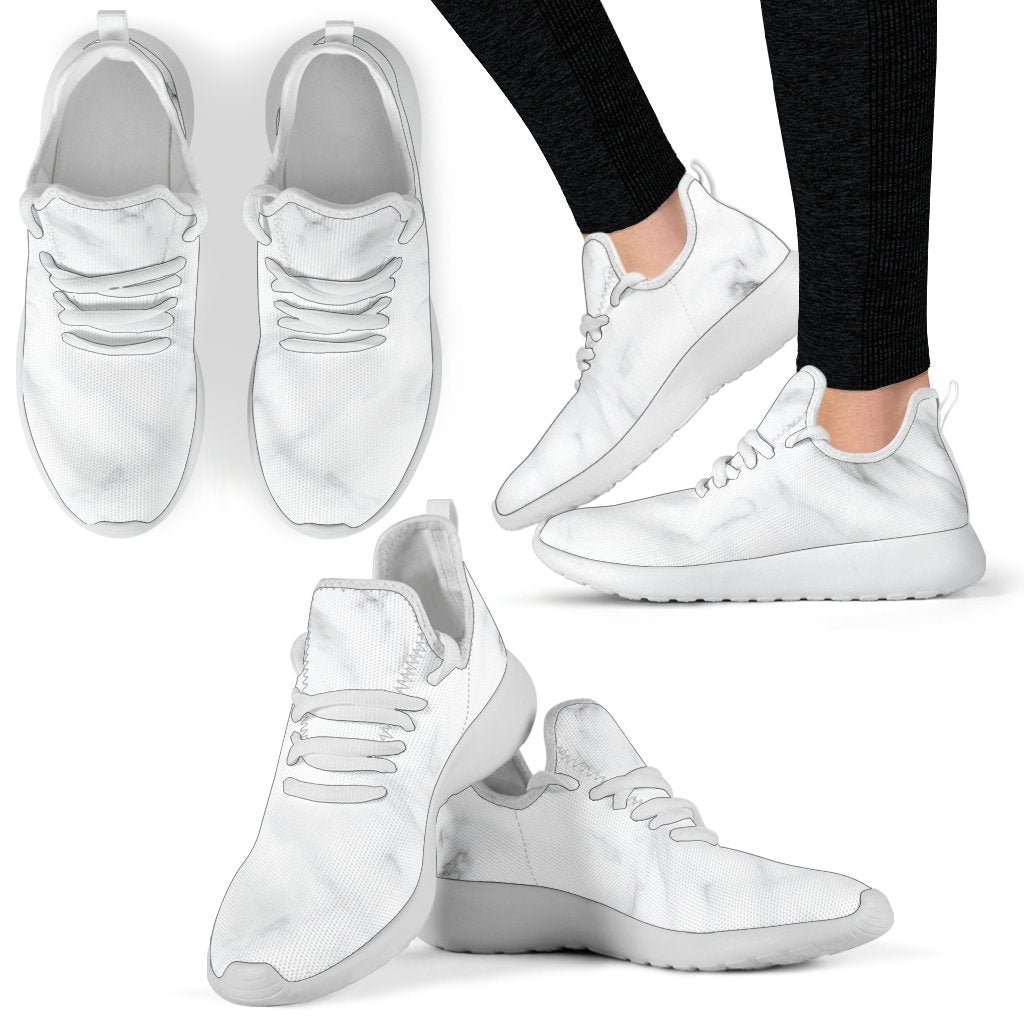 White Marble Print Mesh Knit Shoes GearFrost