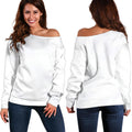 White Marble Print Off The Shoulder Sweatshirt
