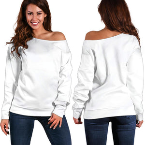 White Marble Print Off Shoulder Sweatshirt GearFrost