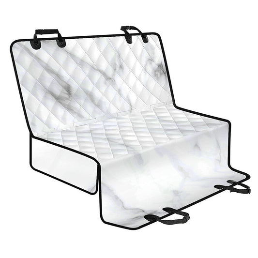 White Marble Print Pet Car Back Seat Cover