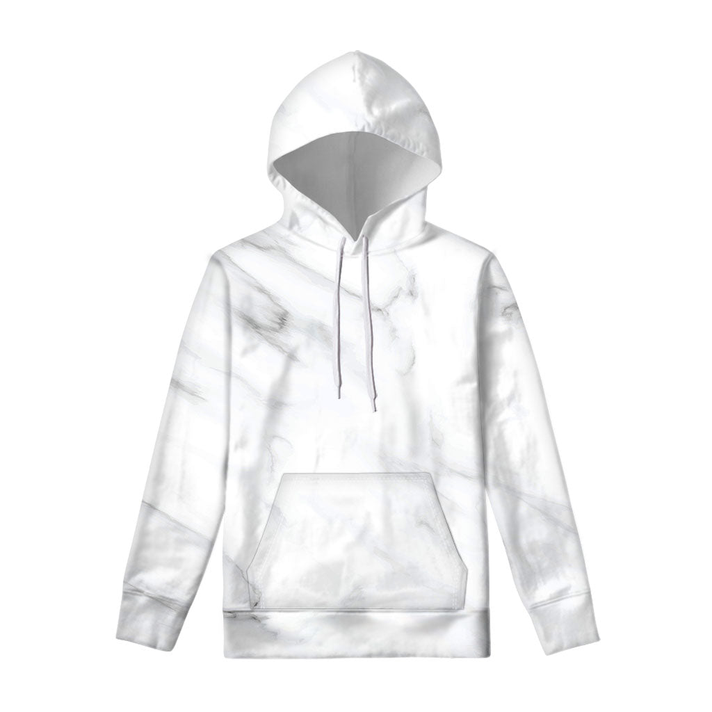 White Marble Print Pullover Hoodie