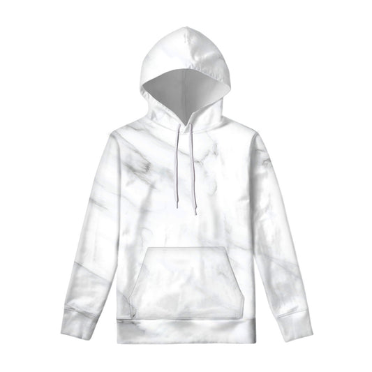 White Marble Print Pullover Hoodie