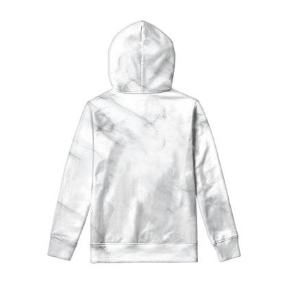 White Marble Print Pullover Hoodie