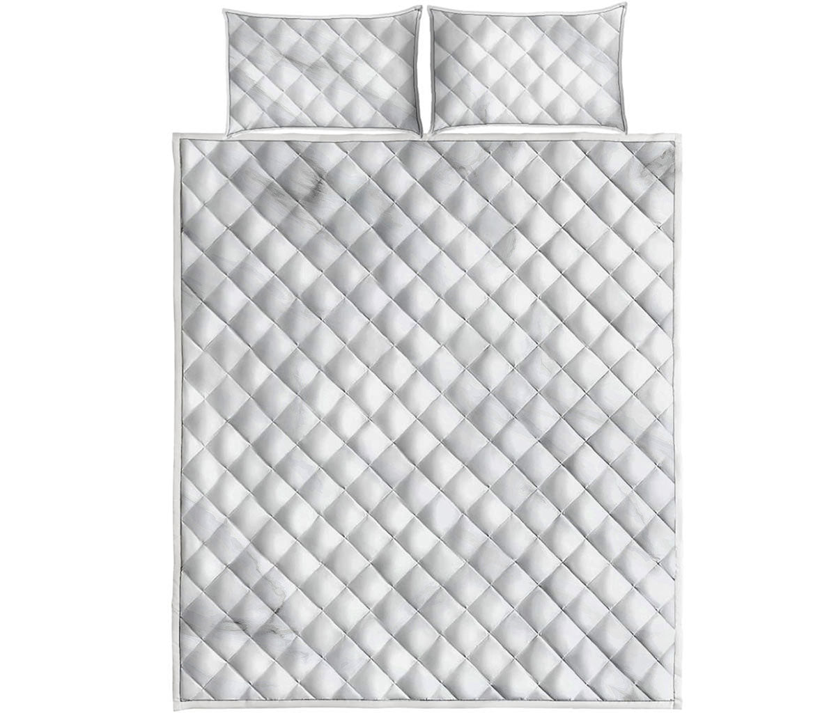 White Marble Print Quilt Bed Set