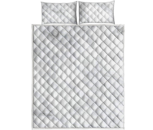 White Marble Print Quilt Bed Set