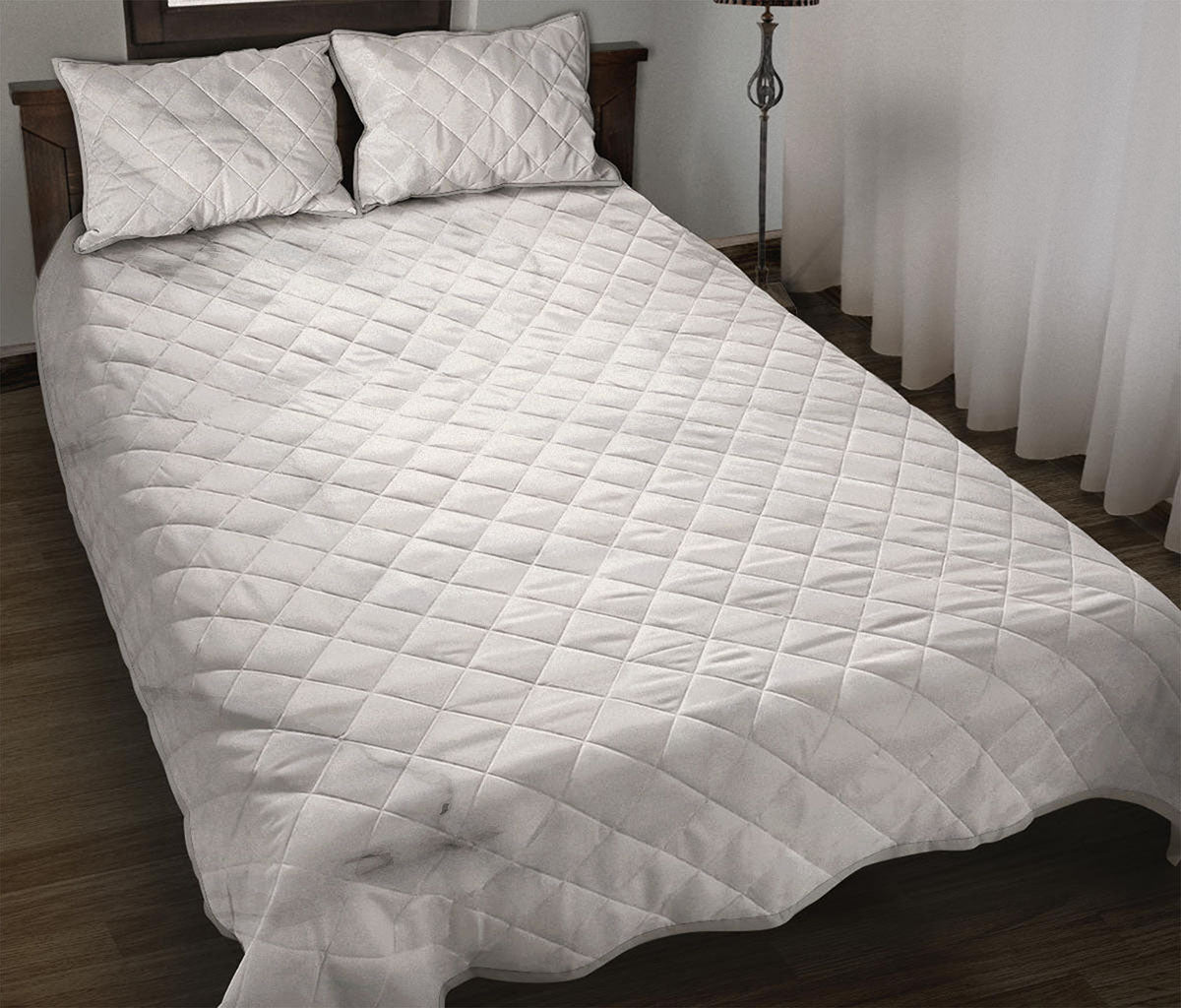 White Marble Print Quilt Bed Set