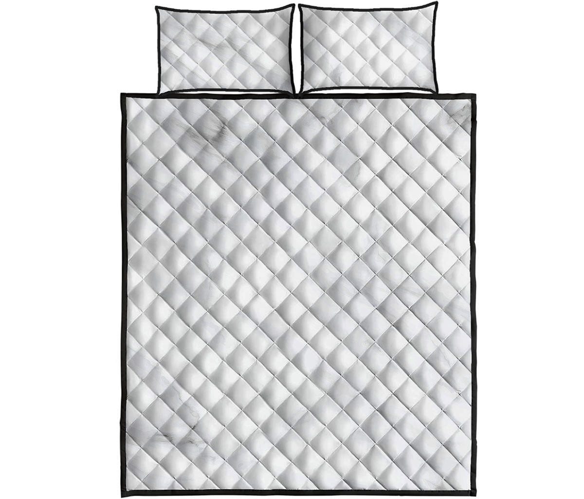 White Marble Print Quilt Bed Set