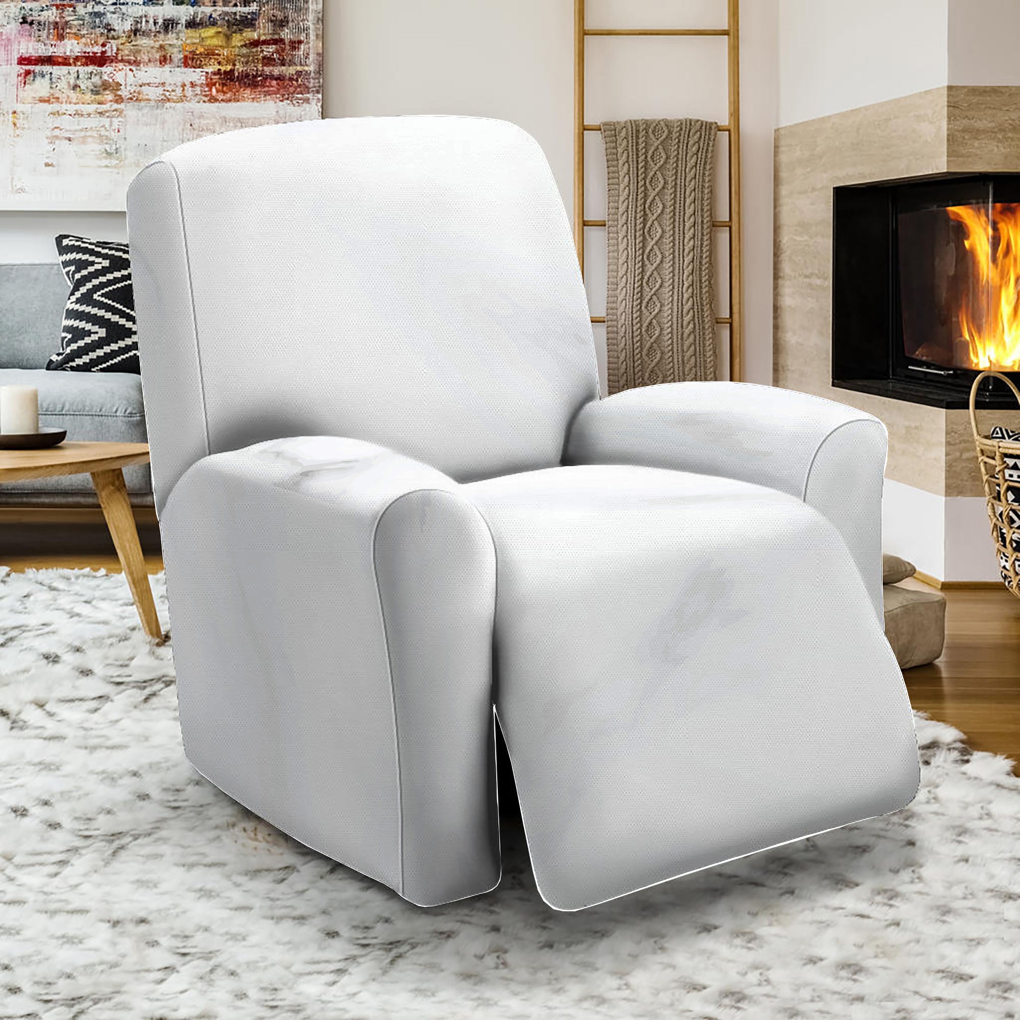 White Marble Print Recliner Slipcover