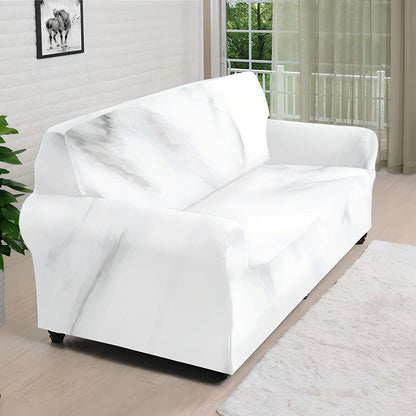 White Marble Print Sofa Cover