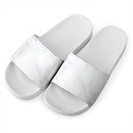 White Marble Print White Slide Sandals