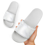 White Marble Print White Slide Sandals