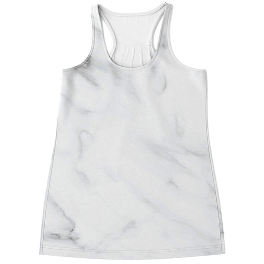White Marble Print Women's Racerback Tank Top