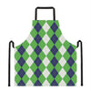 White Navy And Green Argyle Print Apron