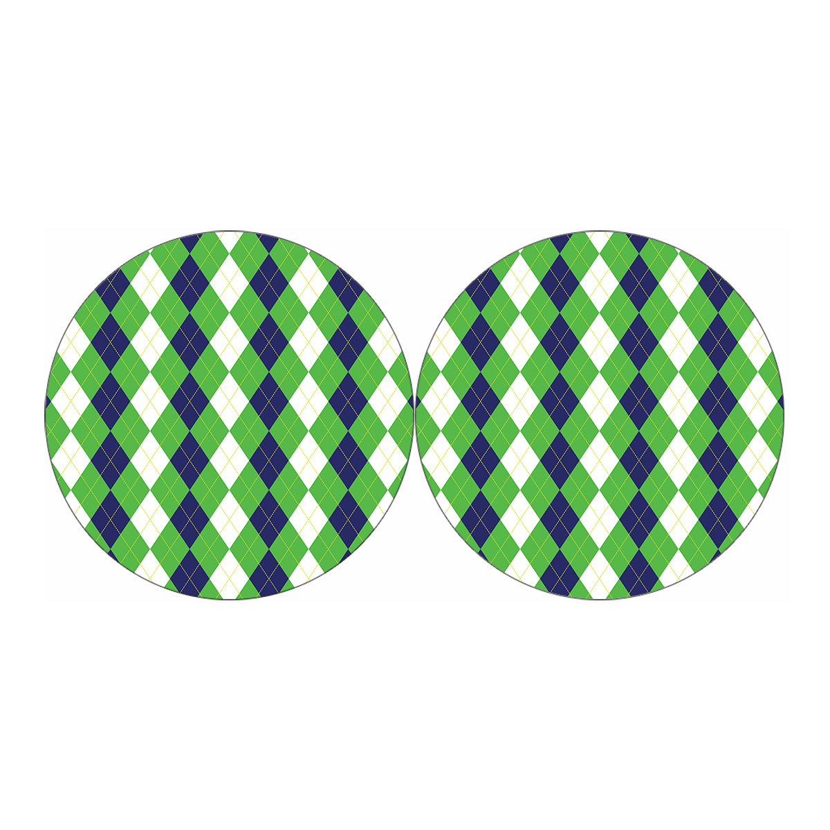 White Navy And Green Argyle Print Car Coasters