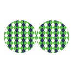 White Navy And Green Argyle Print Car Coasters